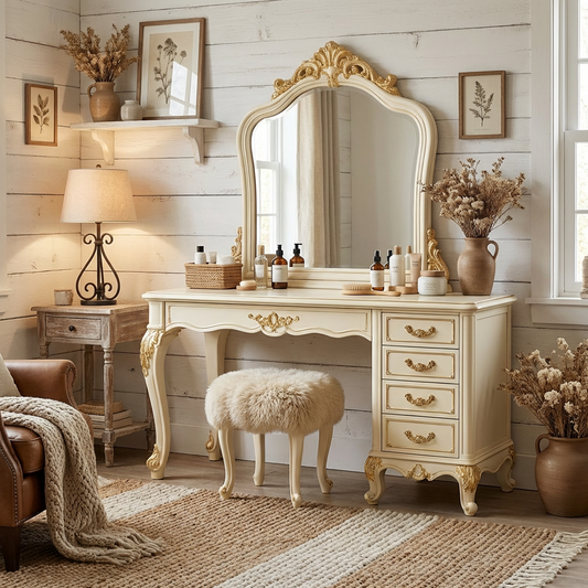 Antique Ivory & Gold French Vanity Set