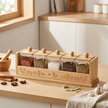 5-Jar Kitchen Seasoning Box Set